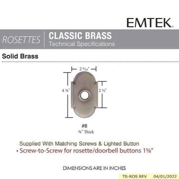Emtek 2408 Brass Style 8 Door Bell Cover